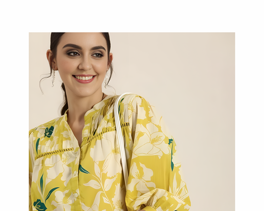 Rayon Floral Print  Relaxed Fit Top