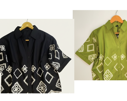 Embroidered Button-Down Shirt for Women