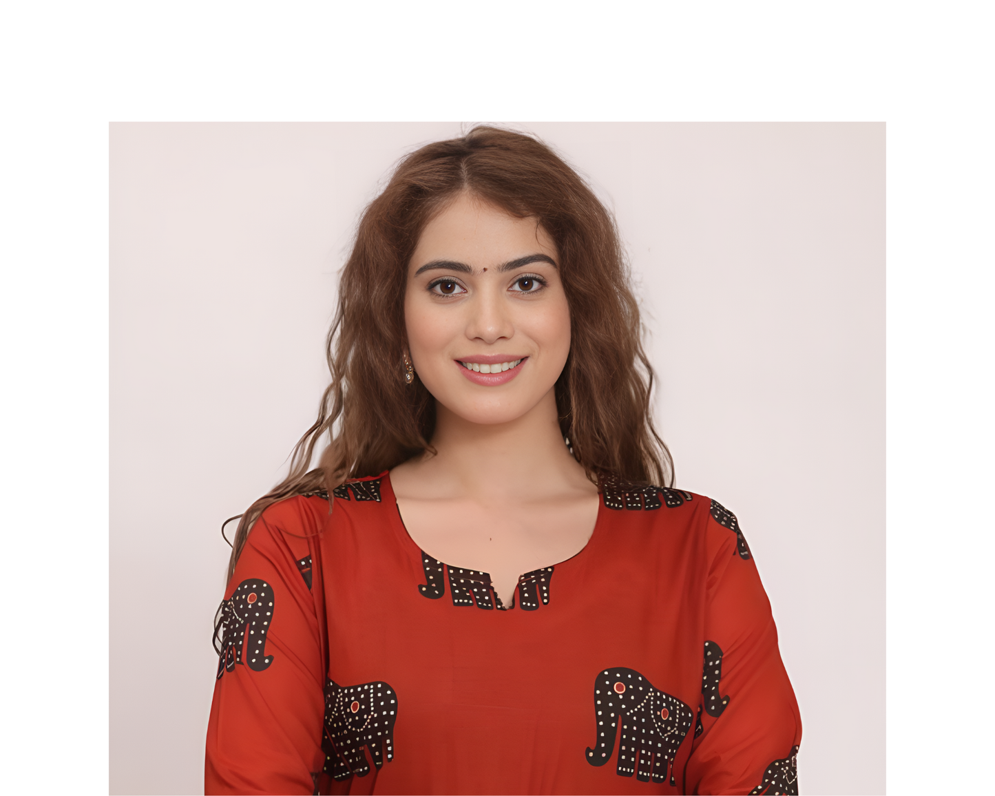 Elephant Print Red Kurti
