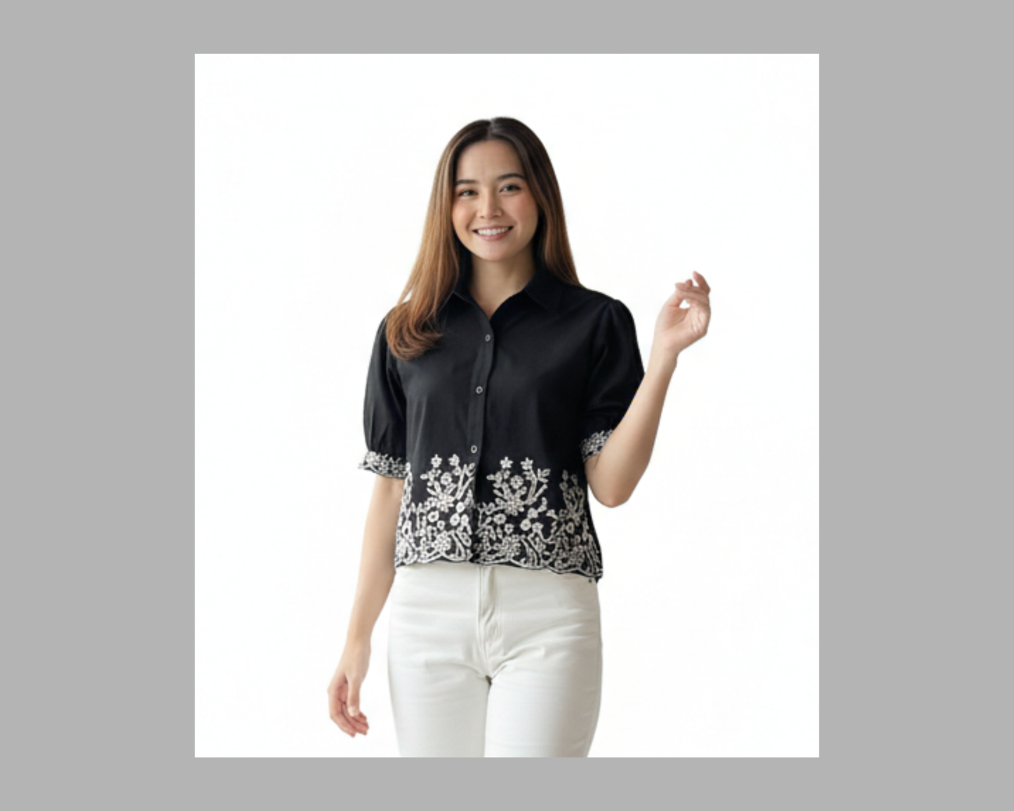 Black Cotton Printed Women’s Shirt Top