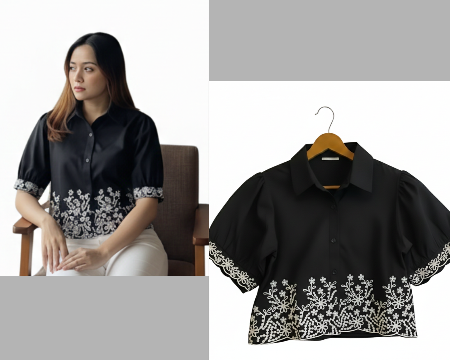 Black Cotton Printed Women’s Shirt Top